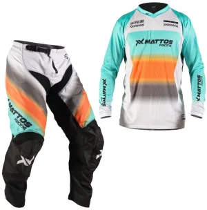 Conjunto Mattos Racing Infantil Creation 25 Aqua/Laranja/Cinza